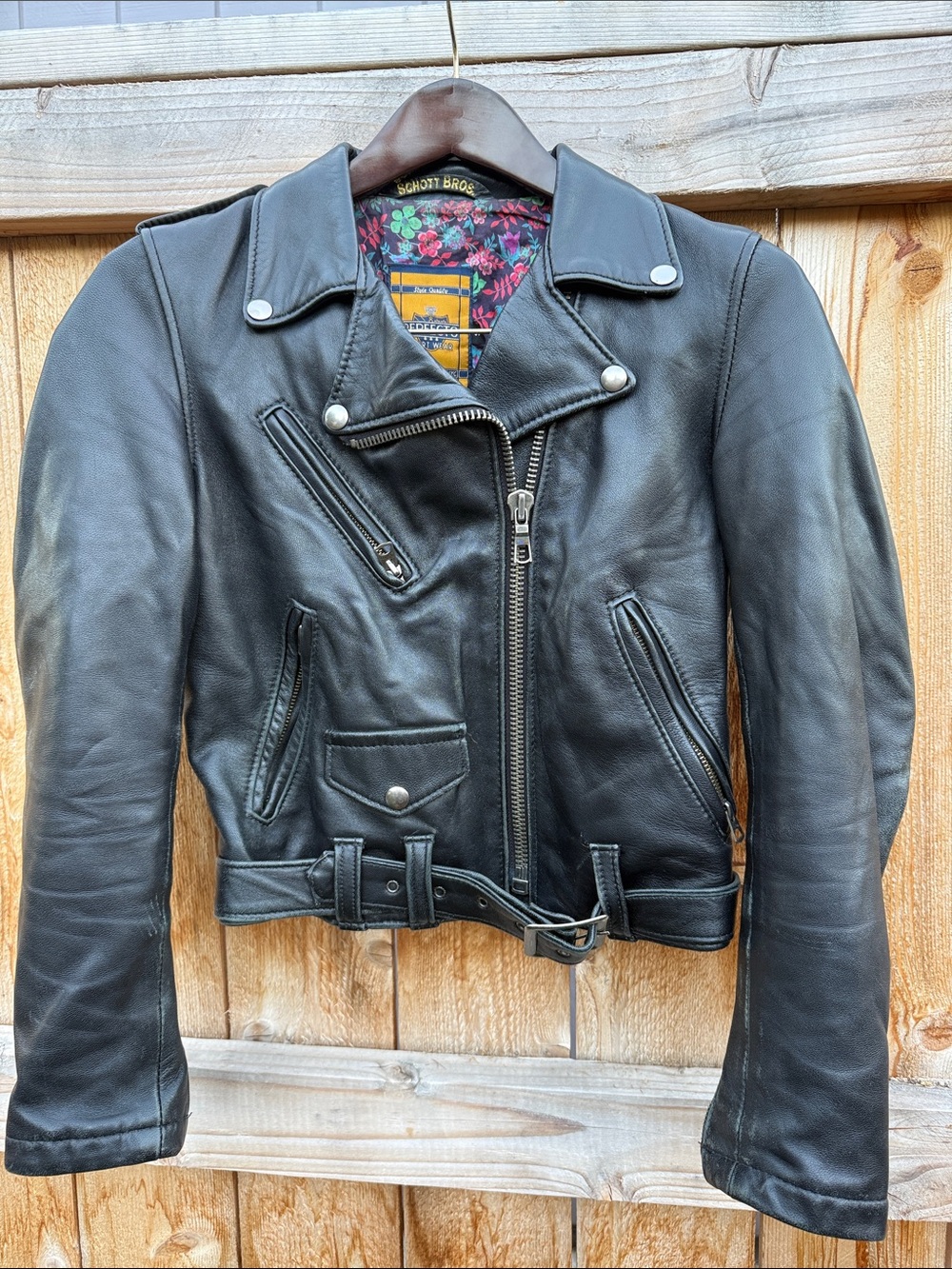 Schott Bros. Black cowhide Leather Moto Jacket